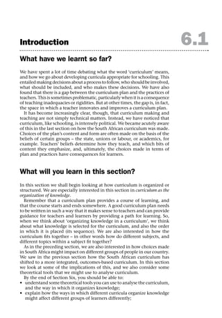 Curriculum: Organizing Knowledge for the Classroom. Section 6 | PDF