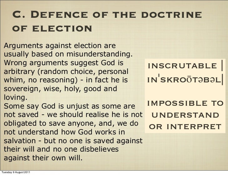 Chafer, Bible Doctrines Section 6 divine election