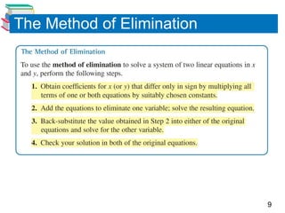 9
The Method of Elimination
 