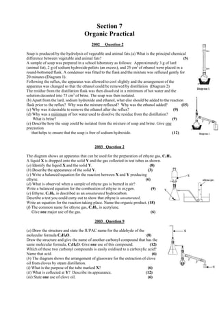 Section 7 organic practicals exam questions | PDF