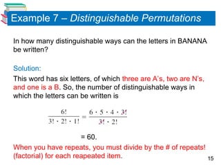 Distinguishable Permutation Example Counting Principles, Permutations and Combinations ppt | PPT