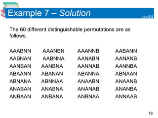 Distinguishable Permutation Example Counting Principles, Permutations and Combinations ppt | PPT
