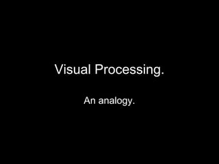 Visual Processing.

    An analogy.
 