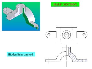 HALF  SECTION Hidden lines omitted 