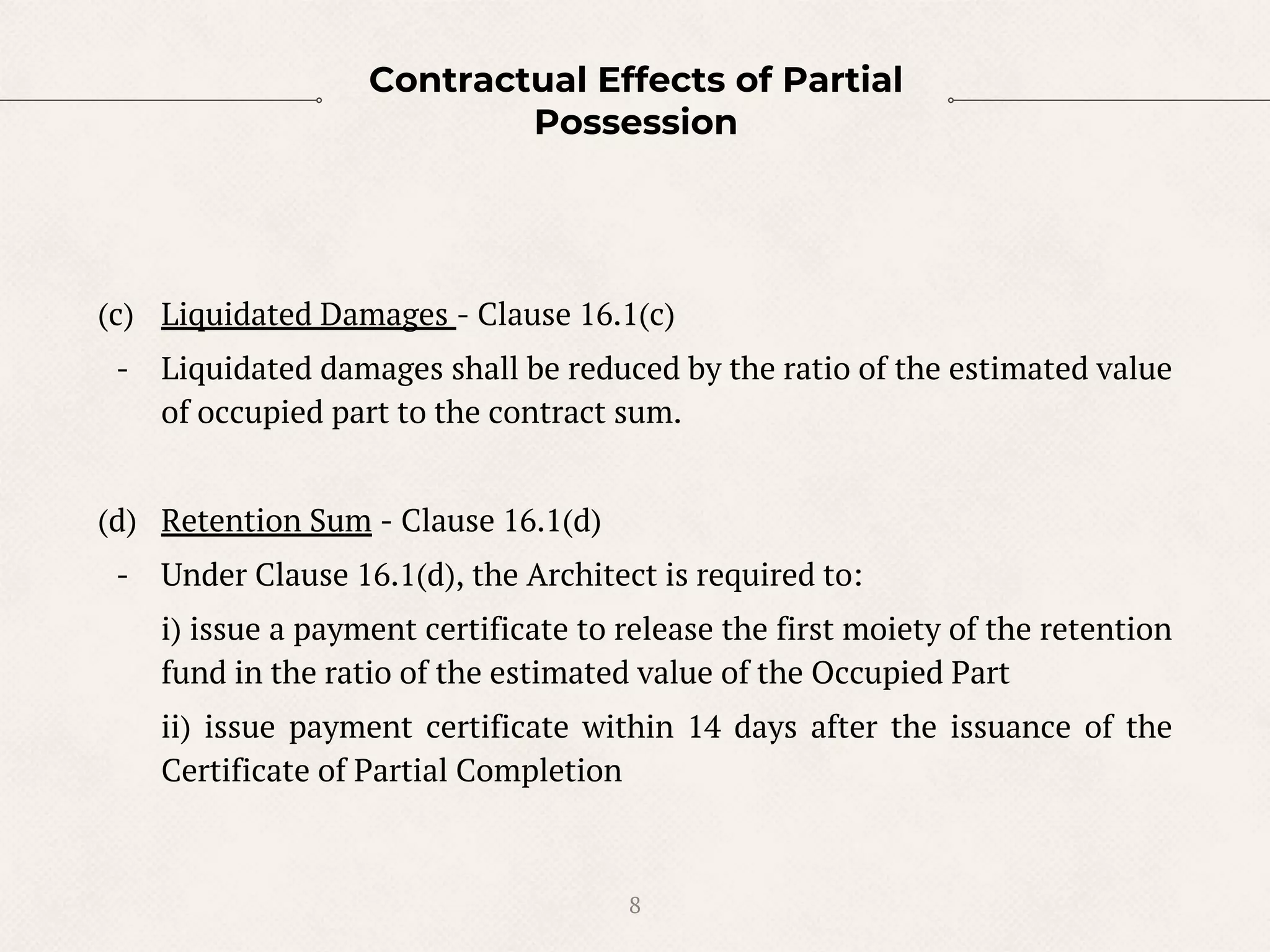 Sectional completion and partial possession by employer PP2 Coursework