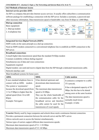 Section C ch16 the networking and internet basics notes | PDF