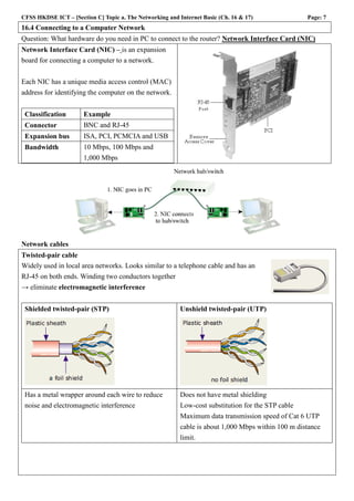 Section C ch16 the networking and internet basics notes | PDF