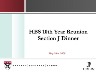 HBS 10th Year Reunion Section J Dinner May 29th, 2009 146 42 52 90 151 178 95 231 252 255 205 122 196 184 122 196 184 
