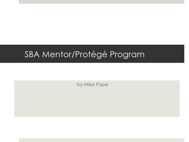 sba mentor protege sba mentor protege