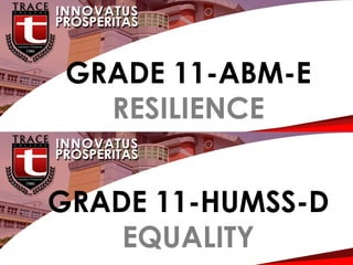 G
GRADE 11-ABM-E
RESILIENCE
GRADE 11-HUMSS-D
EQUALITY
 