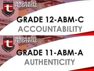 G
GRADE 12-ABM-C
ACCOUNTABILITY
GRADE 11-ABM-A
AUTHENTICITY
 