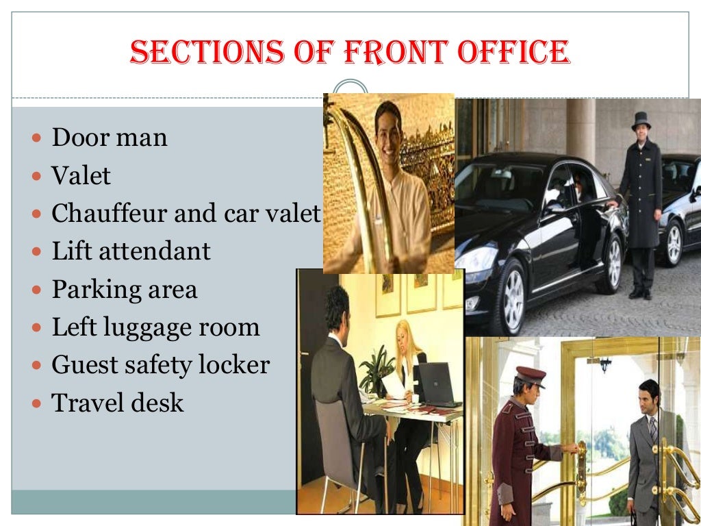 Sections of front office department in hotels