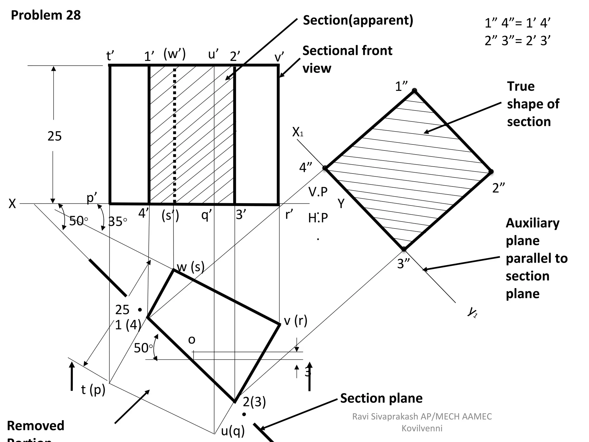 sections of solids engineering graphics unit iv | PDF