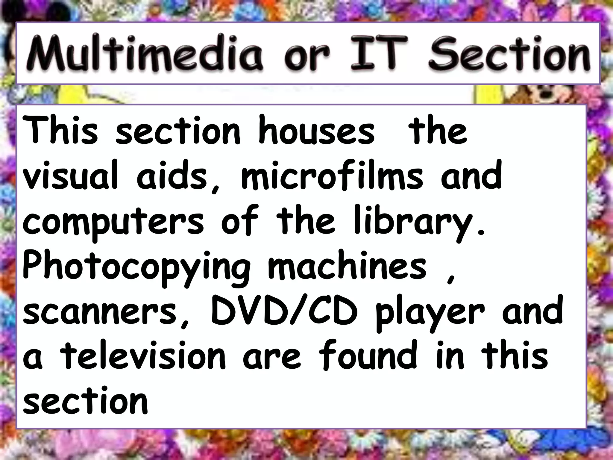 Sections of the library | PPTX
