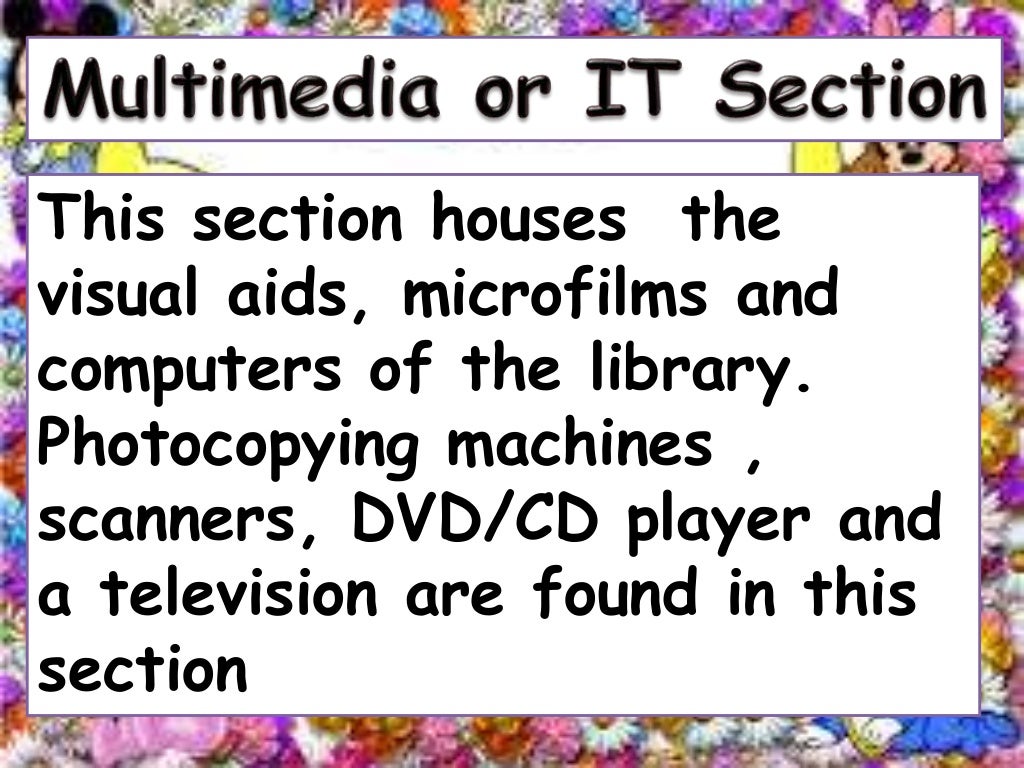 Sections of the library