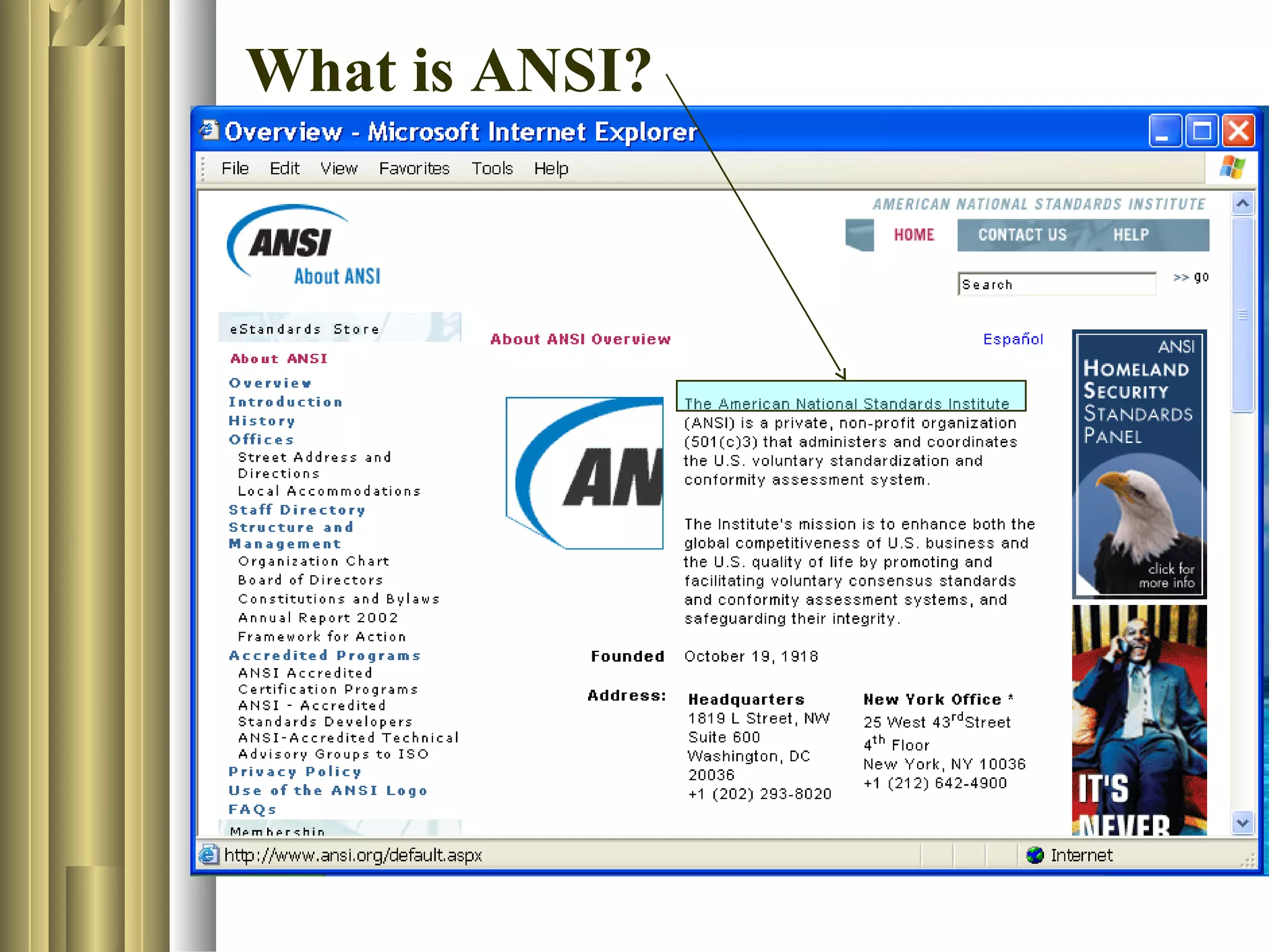 What is ANSI?
.
 