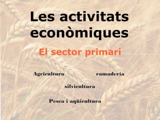 Les activitats
econòmiques
El sector primari
Agricultura ramaderia
Pesca i aqüicultura
silvicultura
 