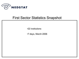 First Sector Statistics Snapshot 22 institutions  7 days, March 2006 