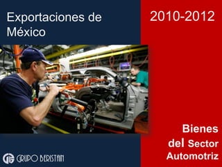 Exportaciones de
México
Grupo beristain
2010-2012
Bienes
del Sector
Automotriz
 