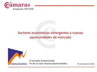 Sectores económicos emergentes y nuevas
oportunidades de mercado

III Jornadas Empresariales
Fin de un ciclo. Nuevas Oportunidades.

25 de octubre de 2013

 