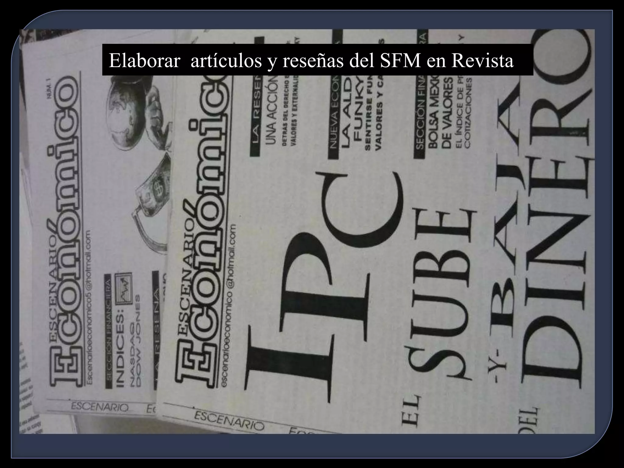 Elaborar artículos y reseñas del SFM en Revista 
 