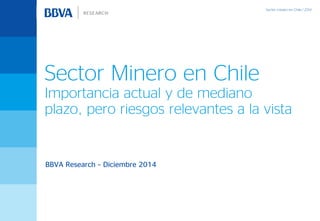 BBVA Research – Diciembre 2014
Sector Minero en Chile
Importancia actual y de mediano
plazo, pero riesgos relevantes a la vista
 
