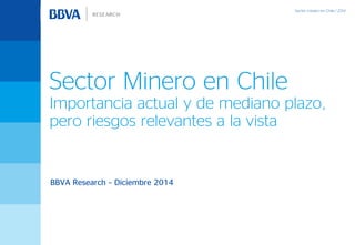 BBVA Research – Diciembre 2014
Sector Minero en Chile
Importancia actual y de mediano plazo,
pero riesgos relevantes a la vista
 