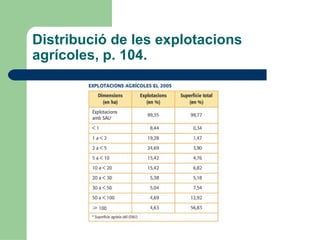 Distribució de les explotacions agrícoles, p. 104. 