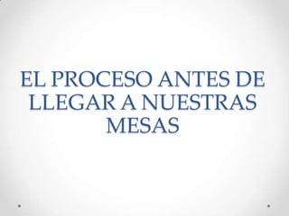 EL PROCESO ANTES DE
LLEGAR A NUESTRAS
MESAS

 