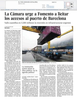 18/07/13EL PAIS (EDICION CATALUÑA)
BARCELONA
Prensa: Diaria
Tirada: 46.086 Ejemplares
Difusión: 37.404 Ejemplares
Página: 4
Sección: CATALUÑA Valor: 3.722,00 € Área (cm2): 486,4 Ocupación: 51,47 % Documento: 1/1 Autor: CLARA BLANCHAR Barcelona Núm. Lectores: 149616
Cód:72524488
 