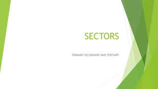 SECTORS
PRIMARY SECONDARY AND TERTIARY
 