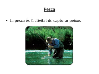 Pesca

• La pesca és l’activitat de capturar peixos
 