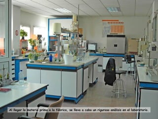 Al llegar la materia prima a la fábrica, se lleva a cabo un riguroso análisis en el laboratorio.
 