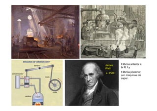 James      Fábrica anterior a
Watt       la R. I y

s. XVIII   Fábrica posterior,
           con máquinas de
           vapor.
 