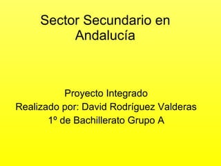 Sector Secundario en Andalucía Proyecto Integrado Realizado por: David Rodríguez Valderas 1º de Bachillerato Grupo A 