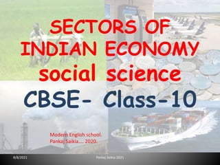 SECTORS OF
INDIAN ECONOMY
social science
CBSE- Class-10
8/8/2021
Modern English school.
Pankaj Saikia…. 2020.
Pankaj Saikia-2021
 
