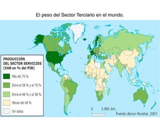 El peso del Sector Terciario en el mundo.
 