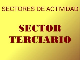 SECTORES DE ACTIVIDAD


  SECTOR
 TERCIARIO
 