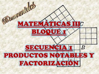 MATEMÁTICAS III
      BLOQUE 1

    SECUENCIA 1
PRODUCTOS NOTABLES Y
   FACTORIZACIÓN
       Elaboro: Dora Claudia Carcamo
                  Gonzalez
 