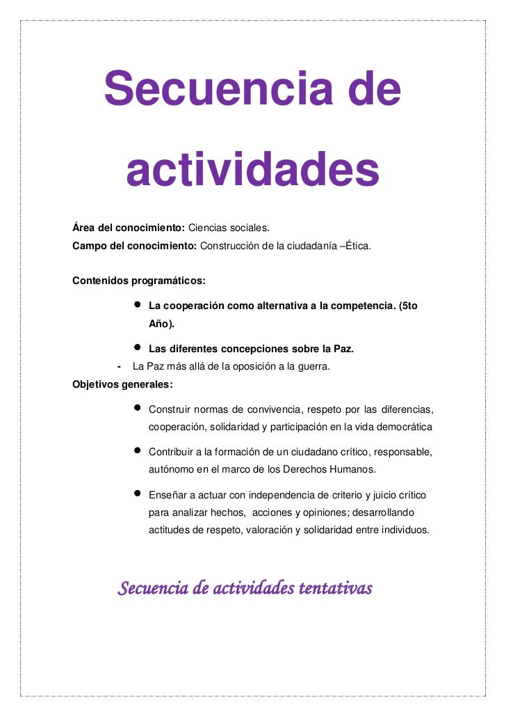 Secuencia De Actividades Convivencia Imprimir