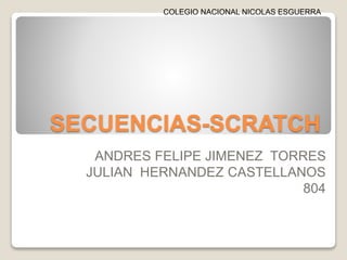 SECUENCIAS-SCRATCH
ANDRES FELIPE JIMENEZ TORRES
JULIAN HERNANDEZ CASTELLANOS
804
COLEGIO NACIONAL NICOLAS ESGUERRA
 