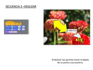SECUENCIA 3 –DESLIZAR
Al deslizar nos permite mover el objeto
de un punto a aun punto b.
 