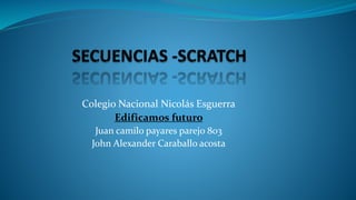 Colegio Nacional Nicolás Esguerra
Edificamos futuro
Juan camilo payares parejo 803
John Alexander Caraballo acosta
 