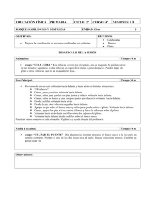 Secuencias didácticas sobre giros segundo ciclo