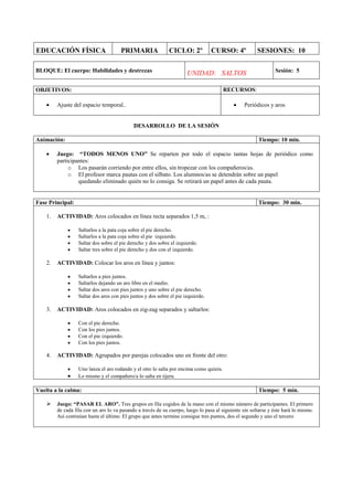 Secuencias Did cticas Sobre Saltos Segundo Ciclo DOCX