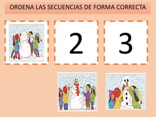 ORDENA LAS SECUENCIAS DE FORMA CORRECTA
1 2 3
 