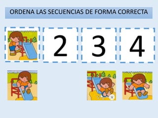 1 3 4
2
ORDENA LAS SECUENCIAS DE FORMA CORRECTA
 
