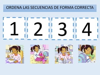 1 3 4
2
ORDENA LAS SECUENCIAS DE FORMA CORRECTA
 