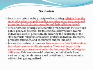 Secularism, Philosophy Secularism and Educational concept | PPTX