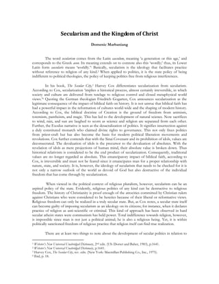 Secularism and the kingdom of Christ | PDF